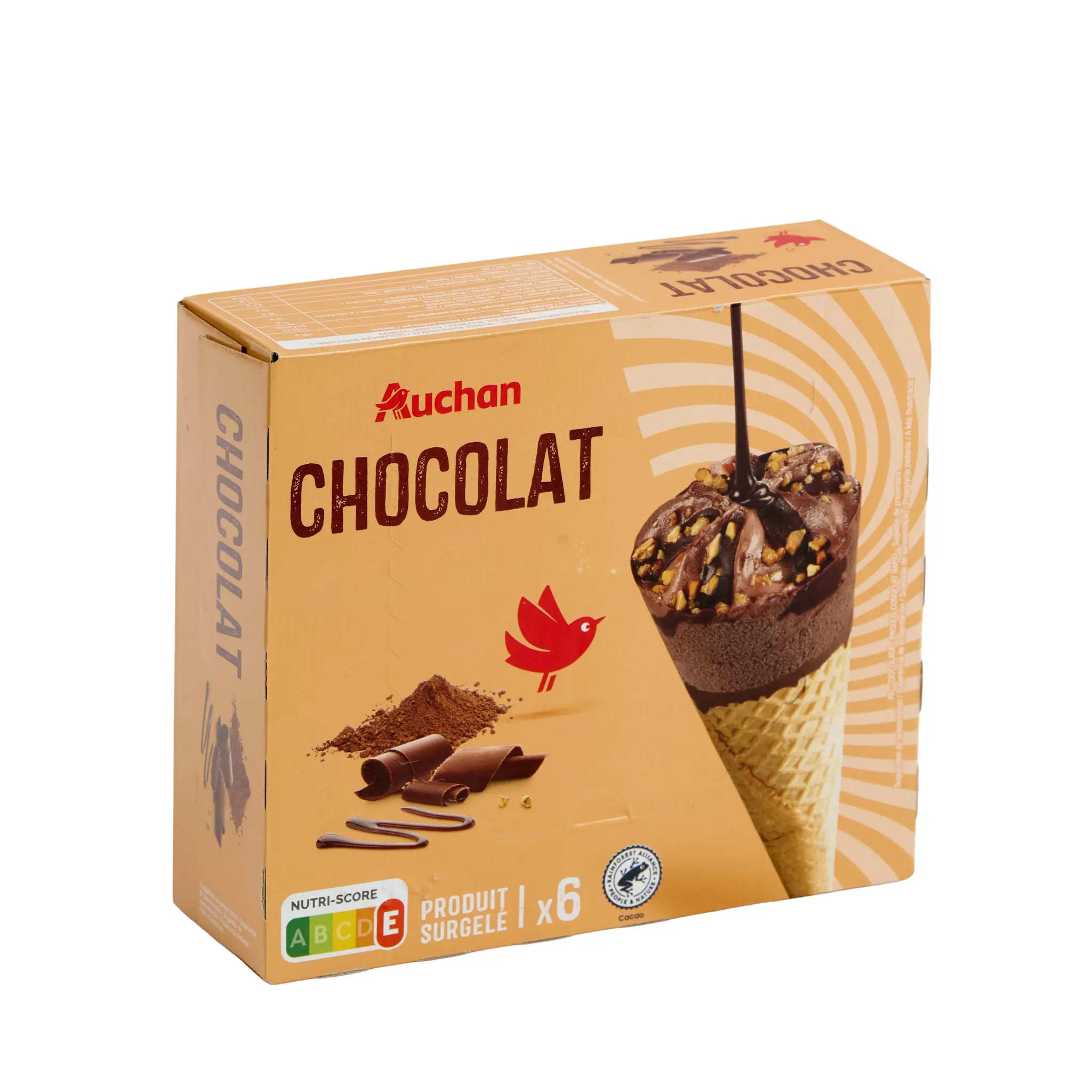 AUCHAN Cônes glacés chocolat