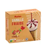 AUCHAN Cones vanille fraise