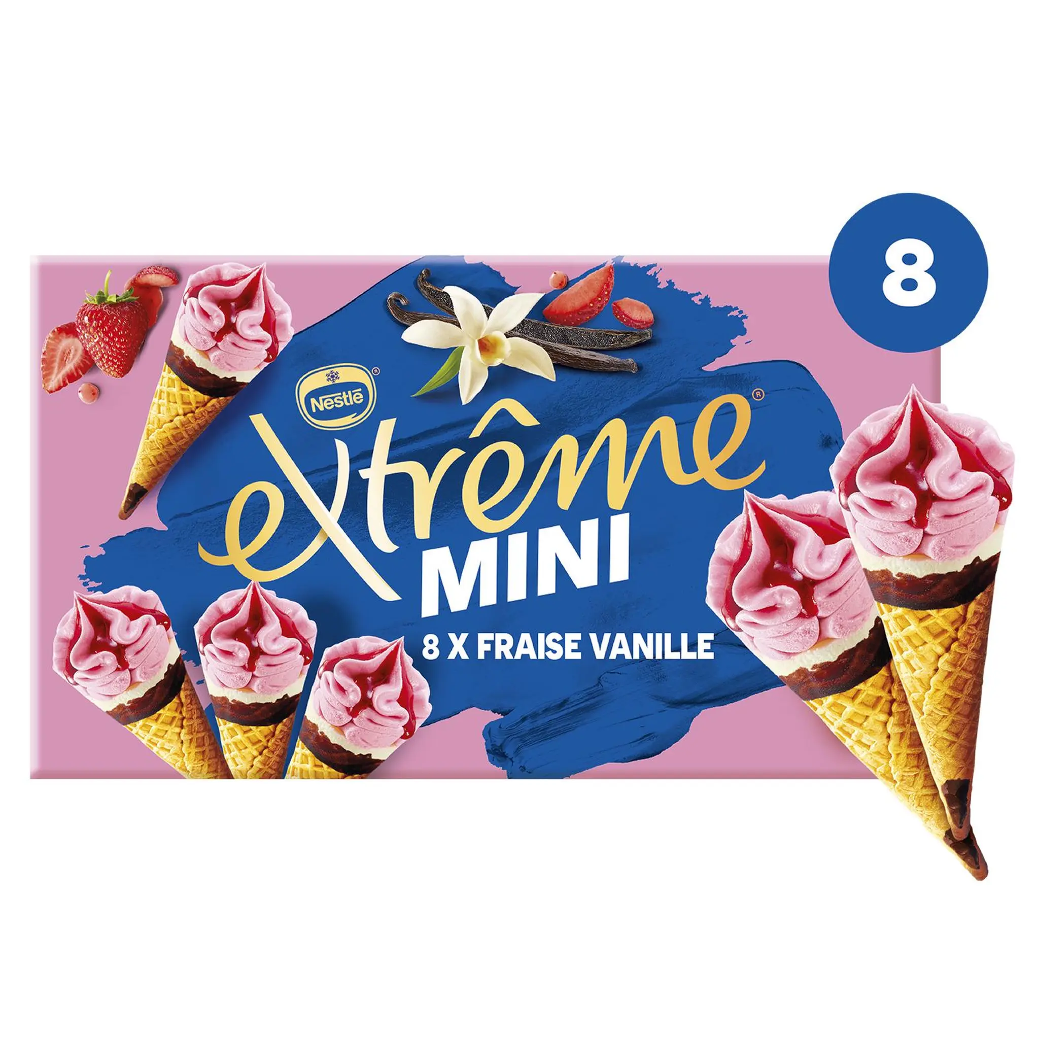 EXTREME Mini cônes glacés fraise vanille