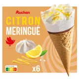 AUCHAN Cônes glacés citron meringué