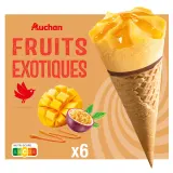 AUCHAN Cônes glacés fruits exotiques