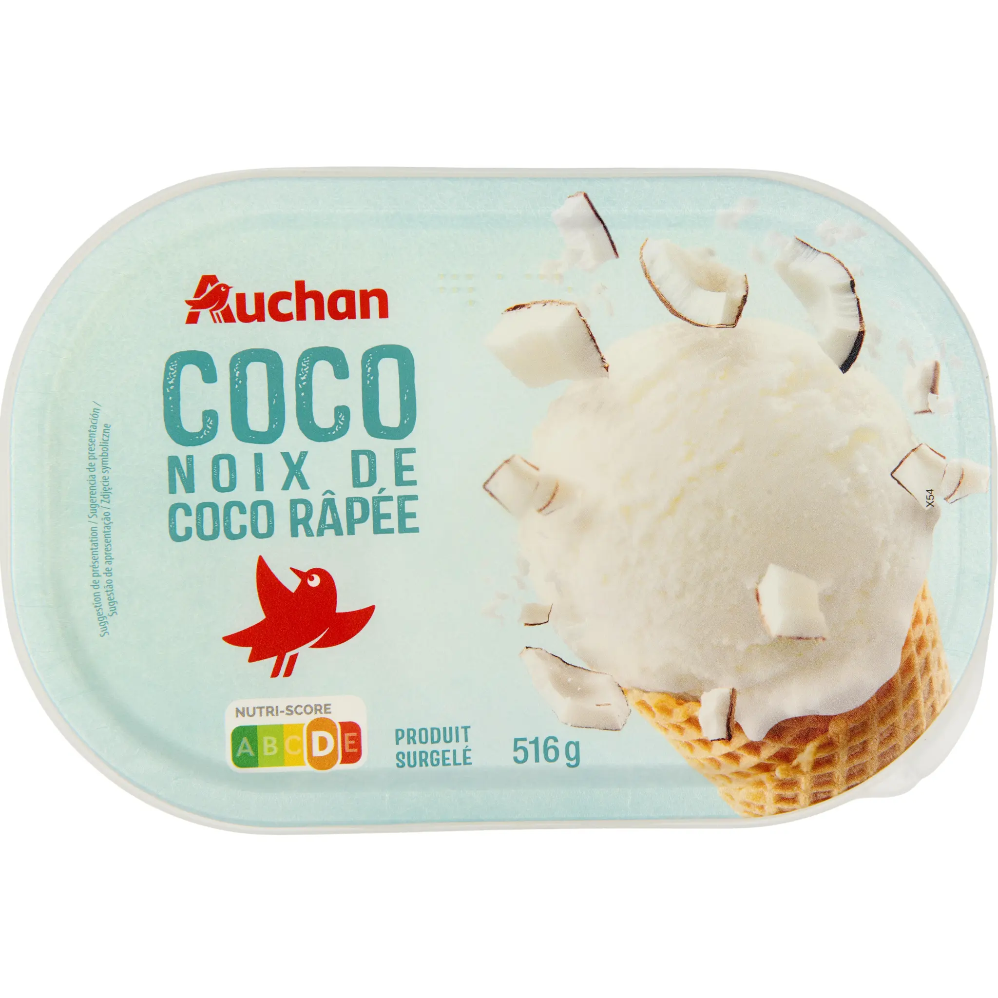 AUCHAN Glace à la noix de coco