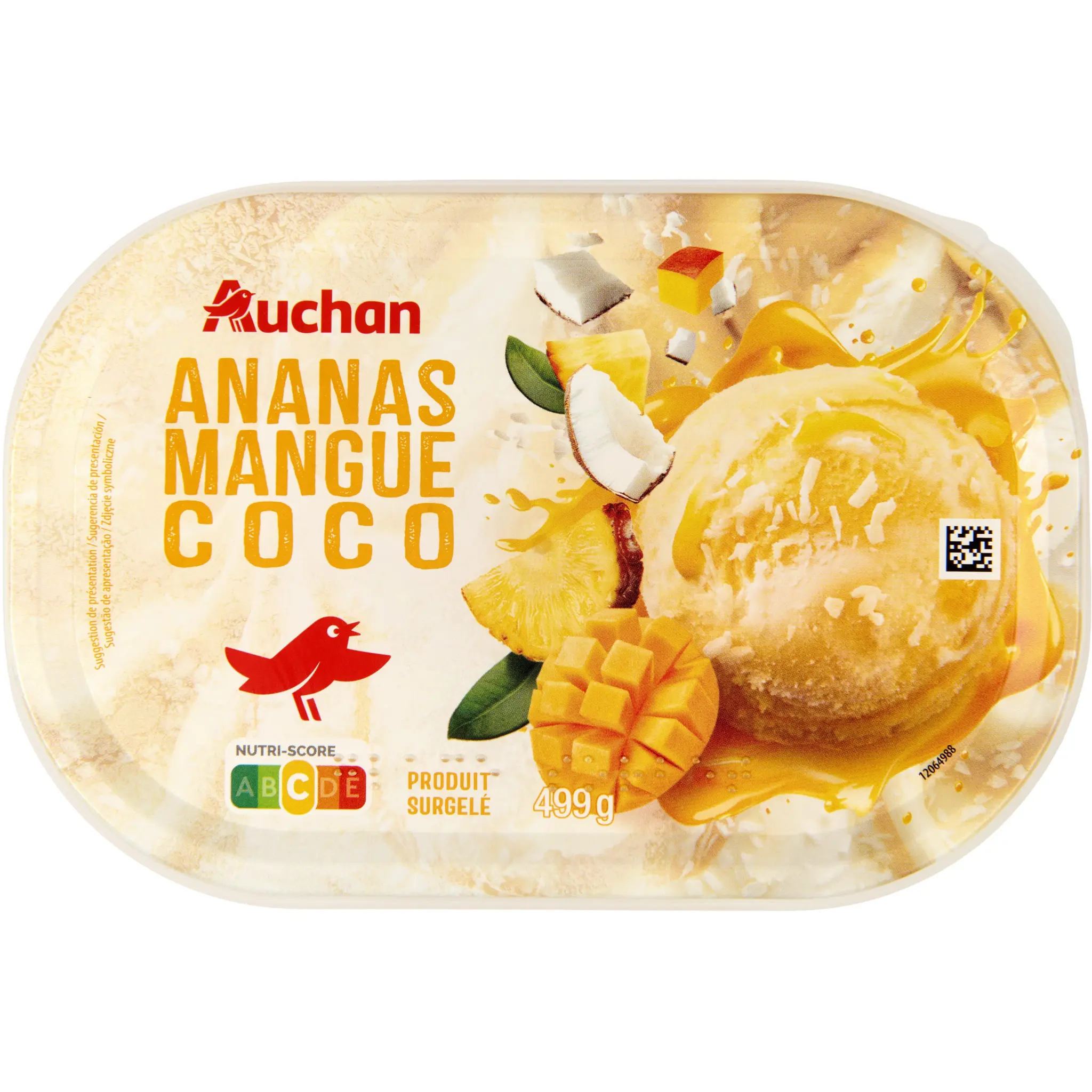 AUCHAN Glace ananas mangue