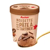 AUCHAN Glace en pot noisette pâte à tartiner