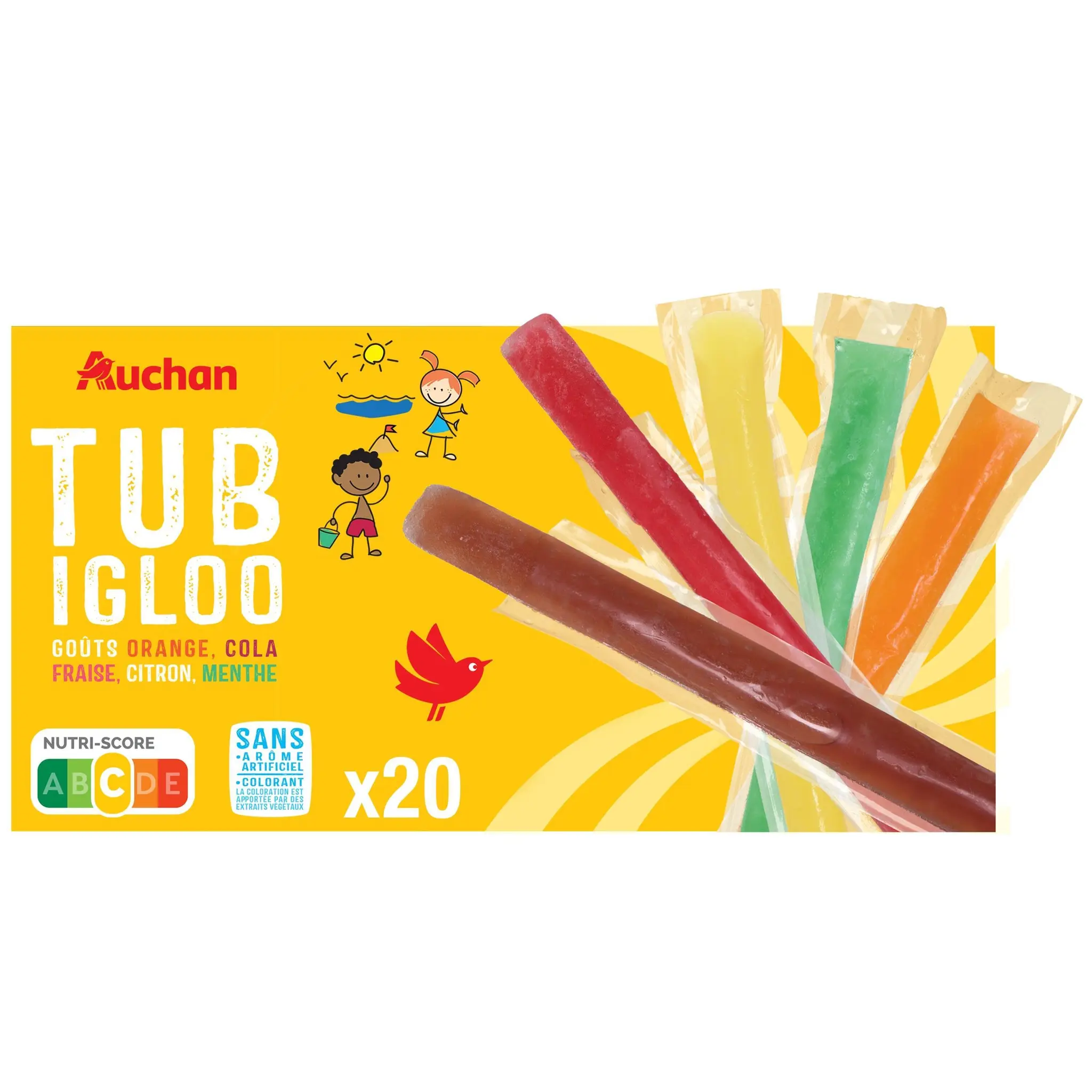 AUCHAN Tub igloo bâtonnets de glace à l'eau fruité