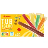AUCHAN Tub igloo bâtonnets de glace à l'eau fruité