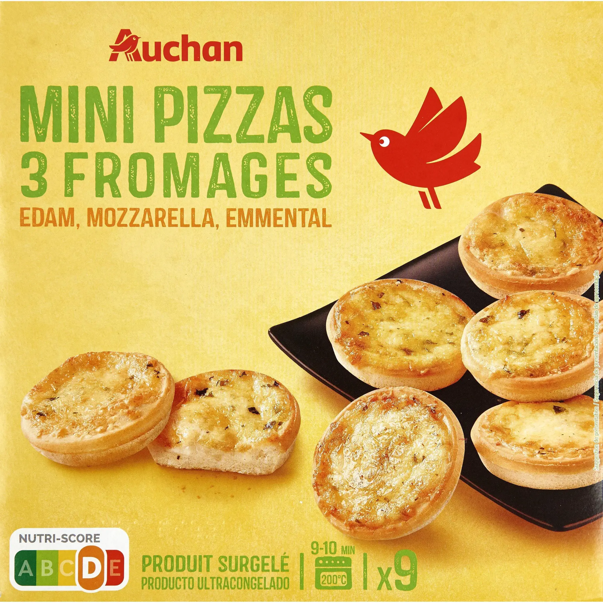 AUCHAN Mini pizza aux 3 fromages