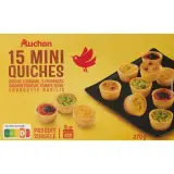 AUCHAN Mini quiches saumon poireau, tomate olive, courgette basilic