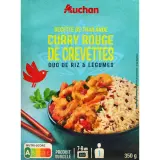 AUCHAN Curry rouge de crevettes, duo de riz et légumes