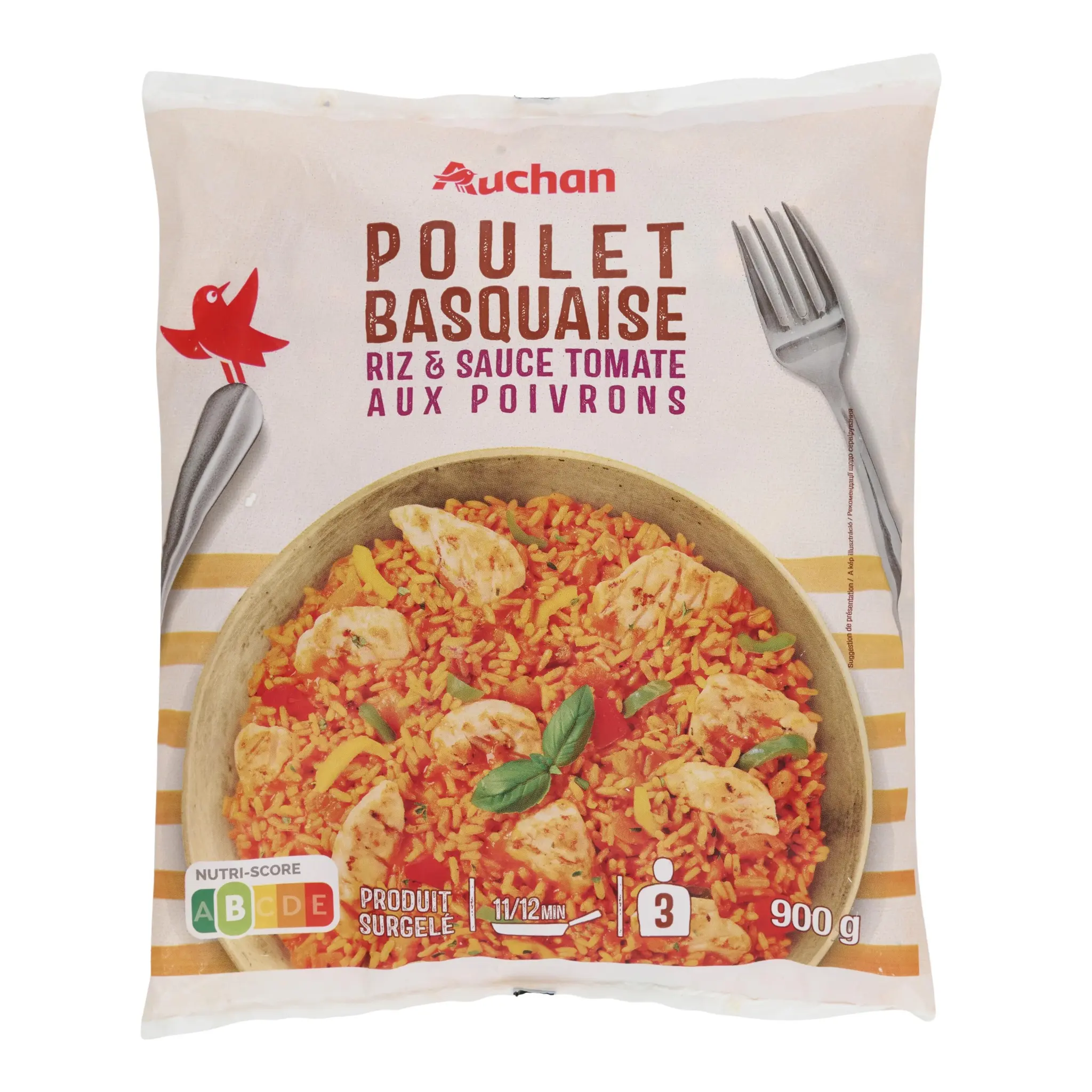 AUCHAN Poulet basquaise et riz