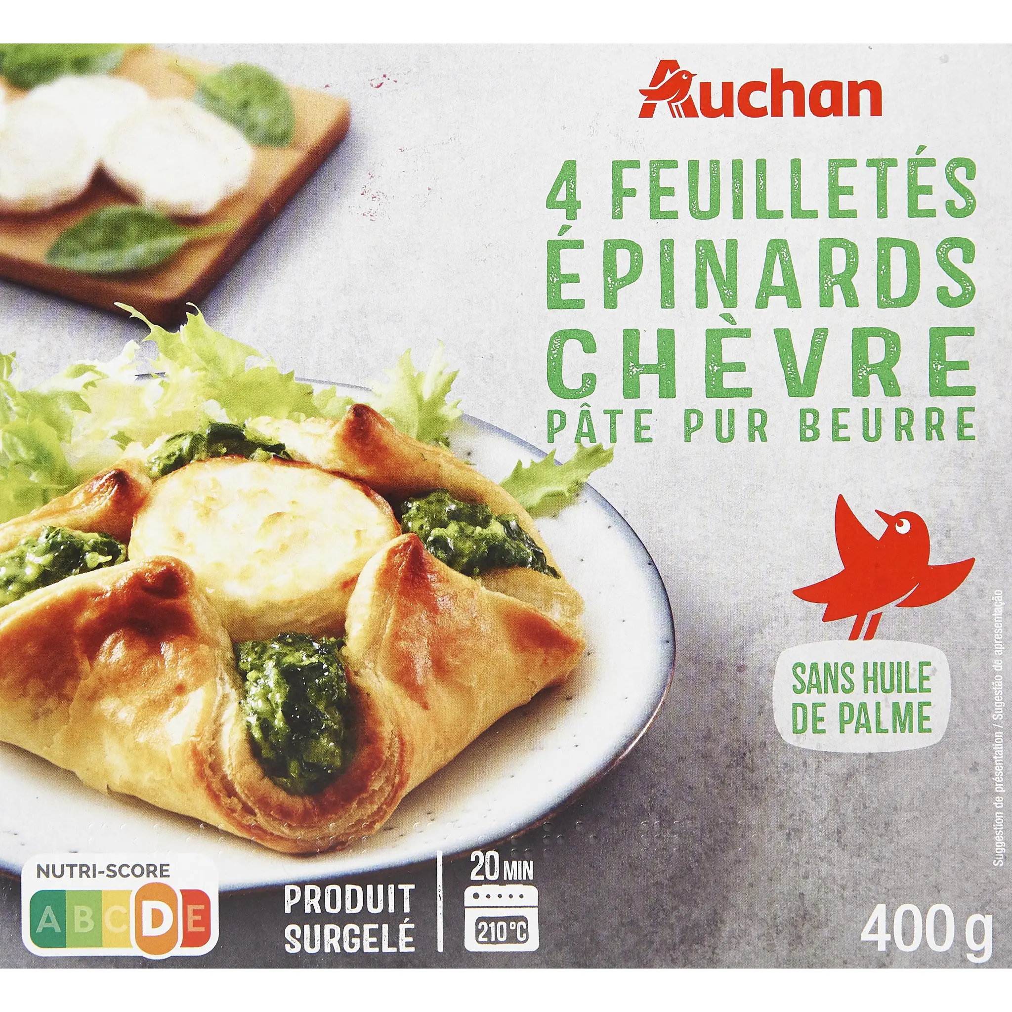 AUCHAN Feuilleté au chèvre épinard