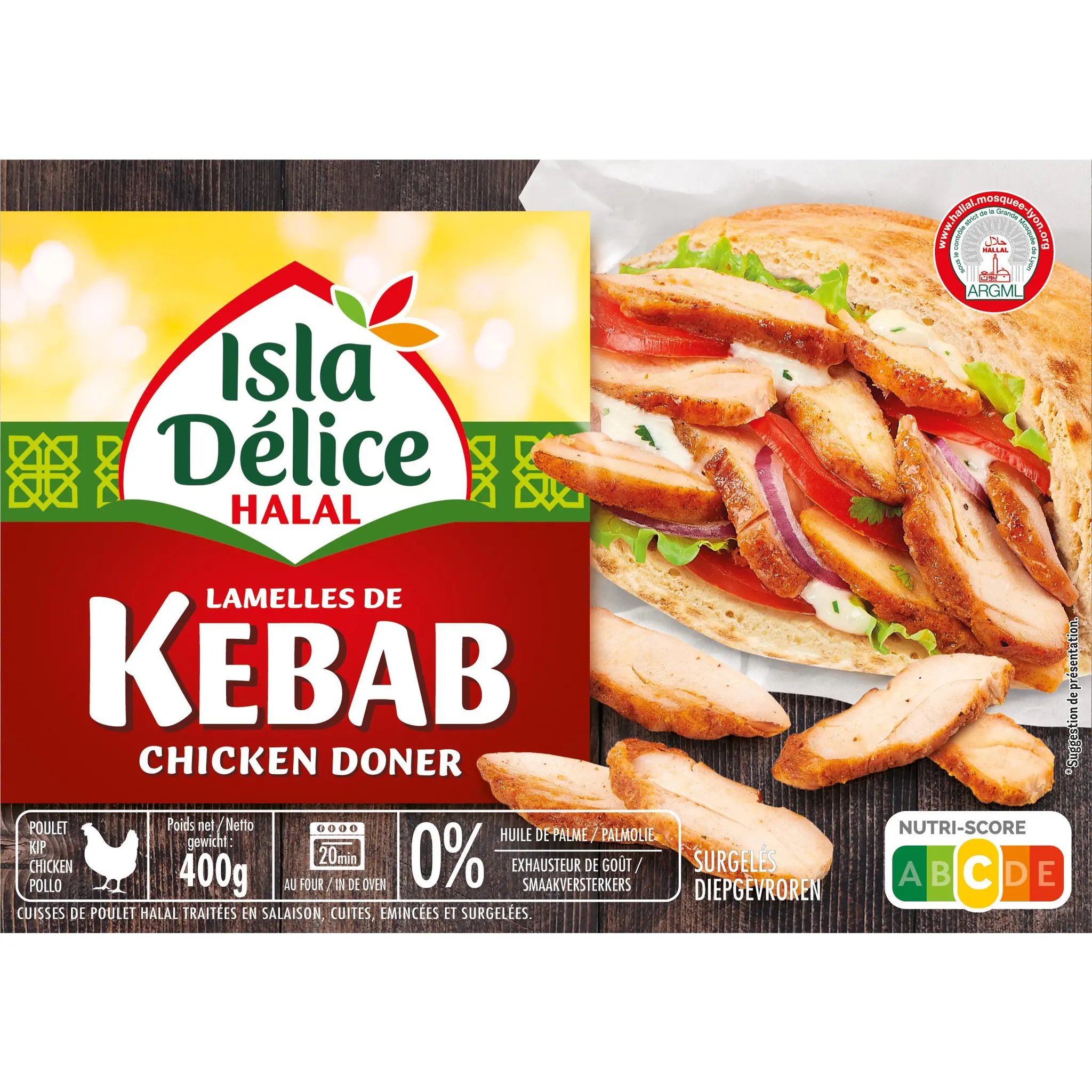 ISLA DELICE Kebab de volaille émincée halal