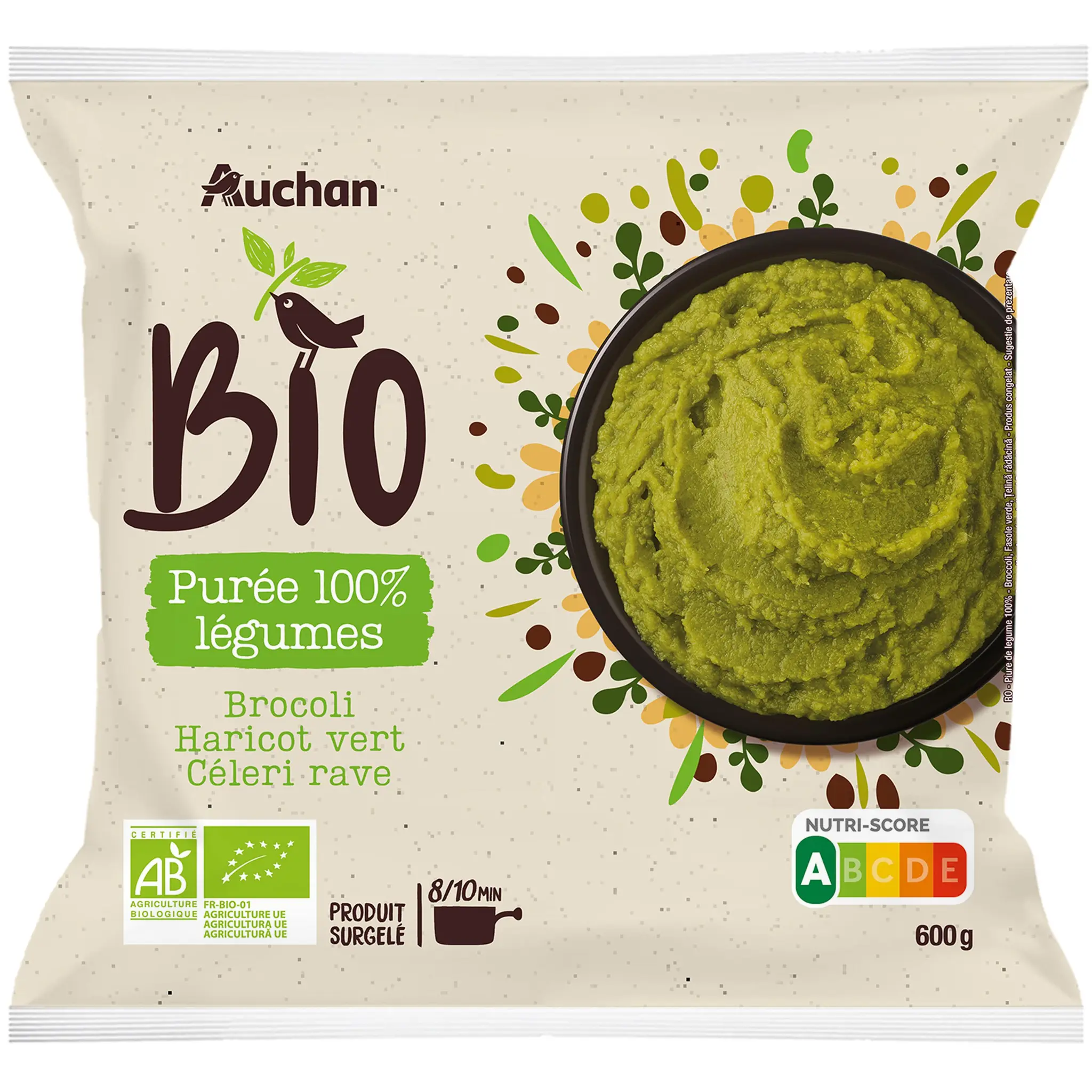 AUCHAN BIO Purée de 3 légumes