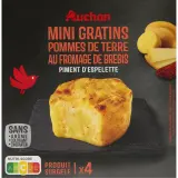 AUCHAN Mini gratins de pommes de terre au fromage de brebis piment d'Espelette