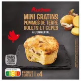 AUCHAN Mini gratins de pommes de terre bolets et cèpes à l'emmental