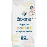 BIOLANE Lingettes pocket visage et mains