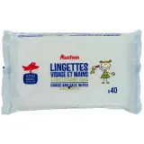 AUCHAN Lingettes visage et mains à l'huile amande douce