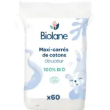 BIOLANE Maxi carrés de coton douceur 100% bio