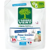 L'ARBRE VERT Recharge Lessive liquide Peaux sensibles Hypoallergénique