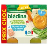 BLEDINA Petits pots purée de carottes chou fleur & légumes verts riz saumon dès 6 mois