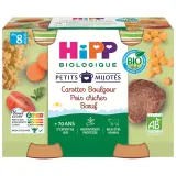 HIPP Petits mijotés petit pot carottes boulgour pois chiches boeuf bio dès 8 mois