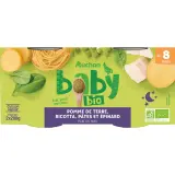 AUCHAN BABY BIO Bol pomme de terre ricotta pâtes et épinards dès 8 mois