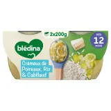 BLEDINA Bols crémeux de poireaux riz & cabillaud dès 12 mois