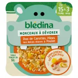 BLEDINA Assiette duo de carottes pâtes aux épices douces et poulet dès 15 mois