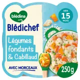 BLEDINA Blédichef Assiette de légumes et cabillaud petits morceaux dès 15 mois