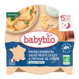 BABYBIO Assiette de ravioli emmental sauce patate douce et fromage de chèvre bio dès 15 mois