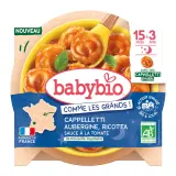 BABYBIO Plat cappelletti aubergine ricotta sauce tomate bio dès 15 mois