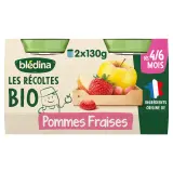 BLEDINA Les récoltes bio petit pot dessert pommes et fraises bio dès 4 mois