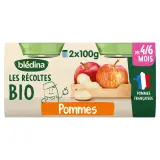 BLEDINA Les récoltes bio compote bébé pomme dès 4 mois