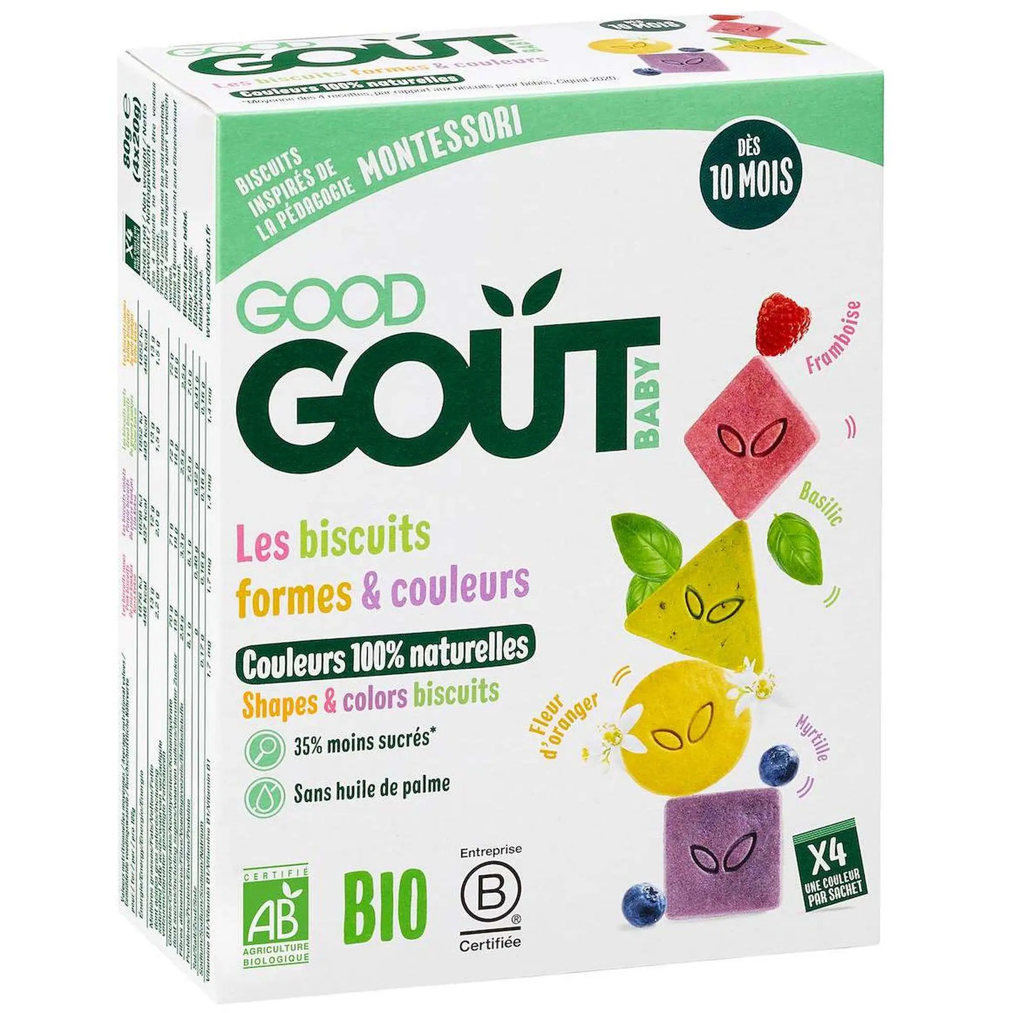 GOOD GOUT Les biscuits formes et couleurs framboise basilic myrtille fleur d oranger bio dès 10 mois