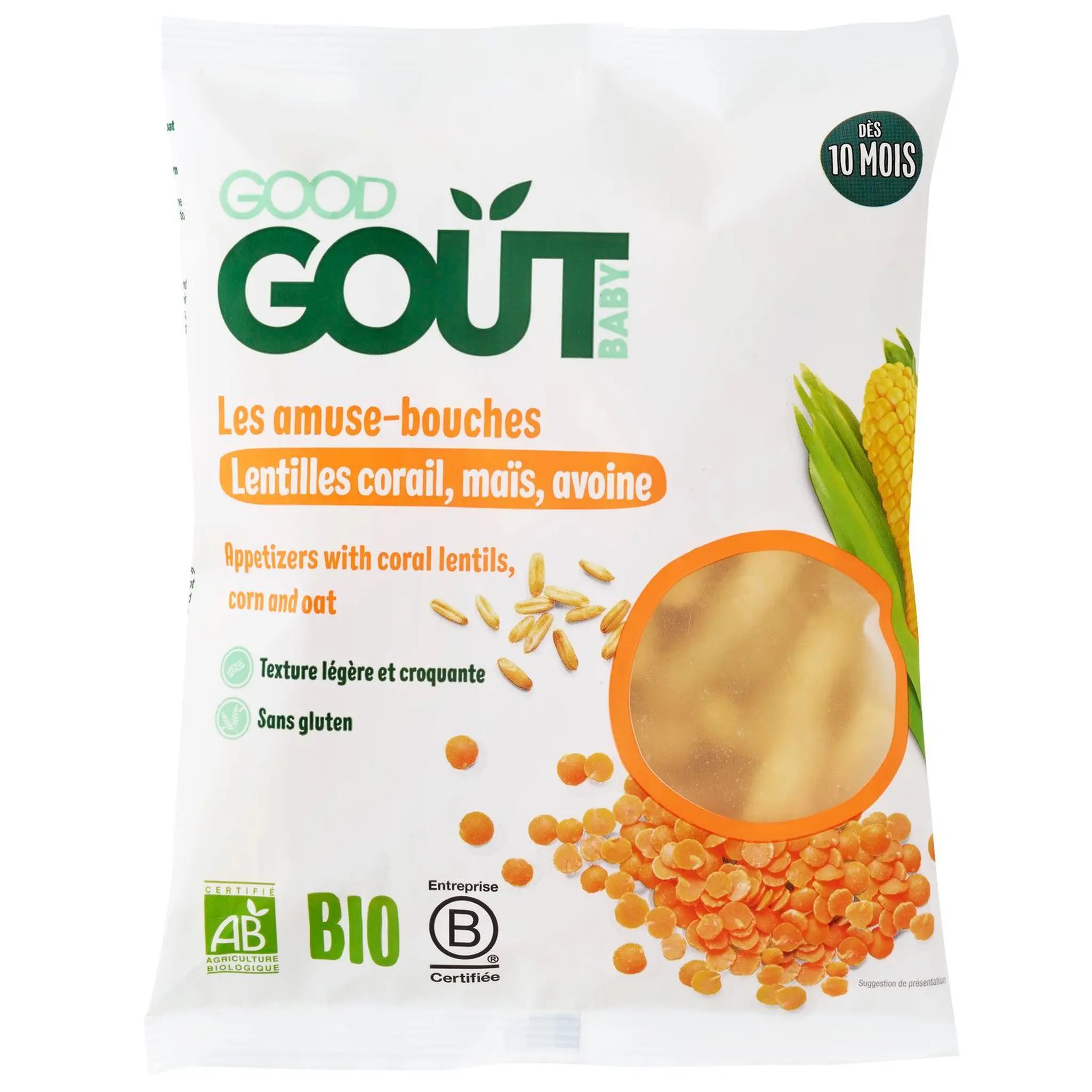 GOOD GOUT Les amuse bouches lentilles corail maïs avoine Bio dès 10 mois