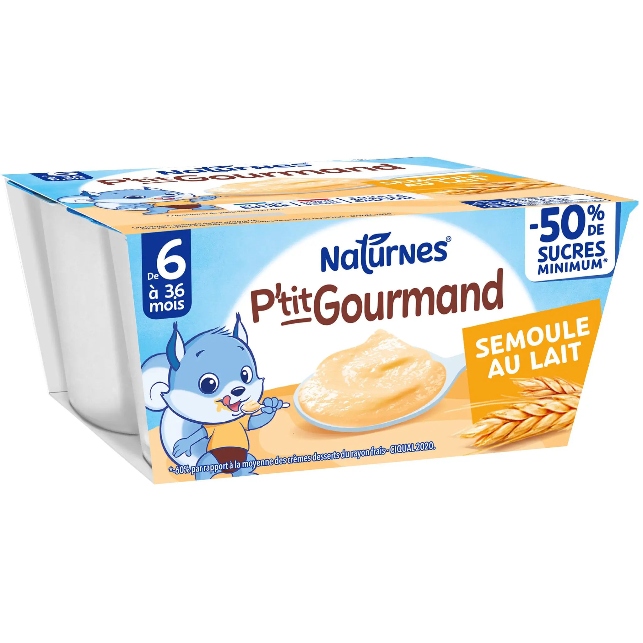 NATURNES P'tit gourmand Petits pots semoule au lait dès 6 mois