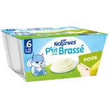 NATURNES P'tit brassé petit pot dessert lacté à la poire dès 6 mois