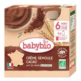 BABYBIO Gourde dessert crème semoule cacao bio dès 6 mois