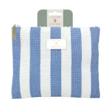 FRENCH TENDANCE Atelier Léonie pochette de toilette femme nid d'abeille rayée 21cm X 17cm