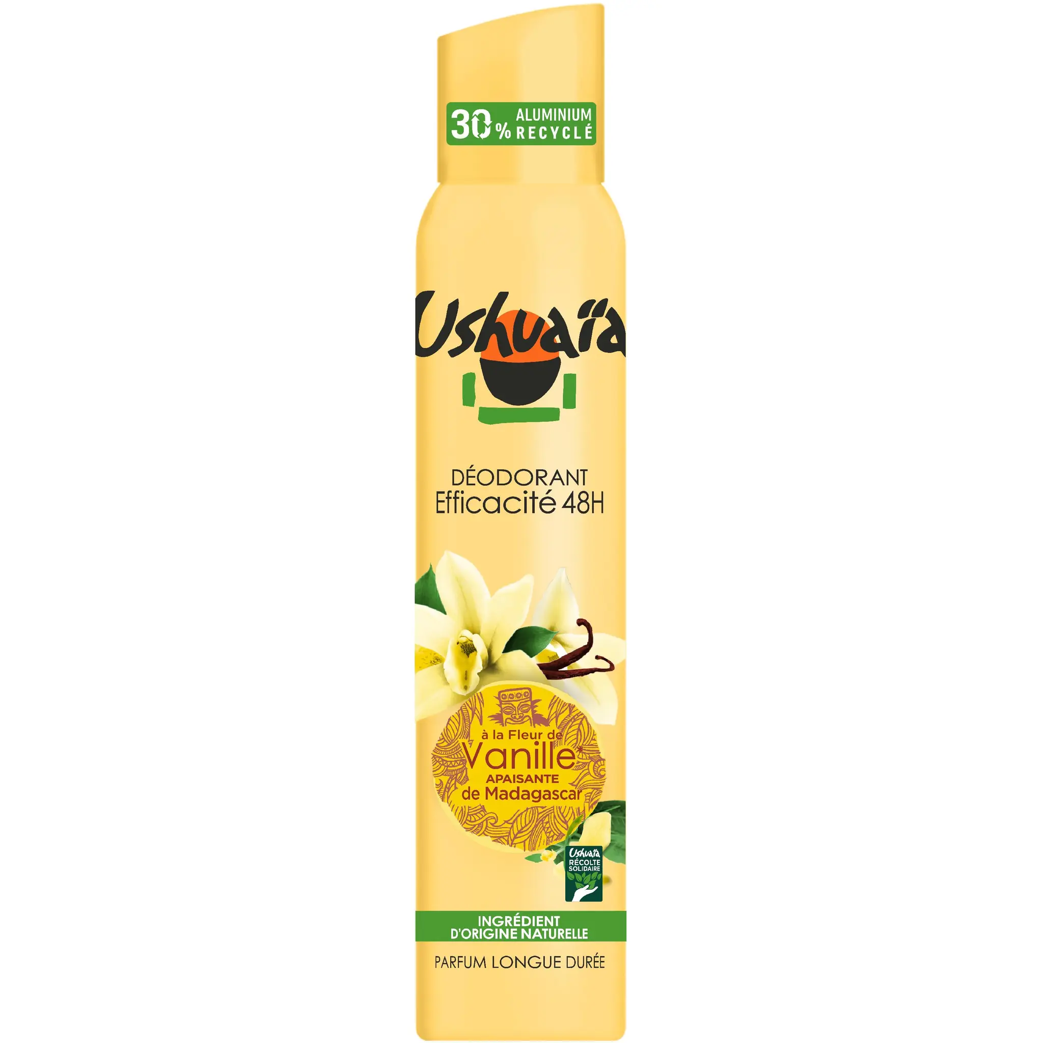 USHUAIA Déodorant spray 48h à la fleur de vanille apaisante de Madagascar