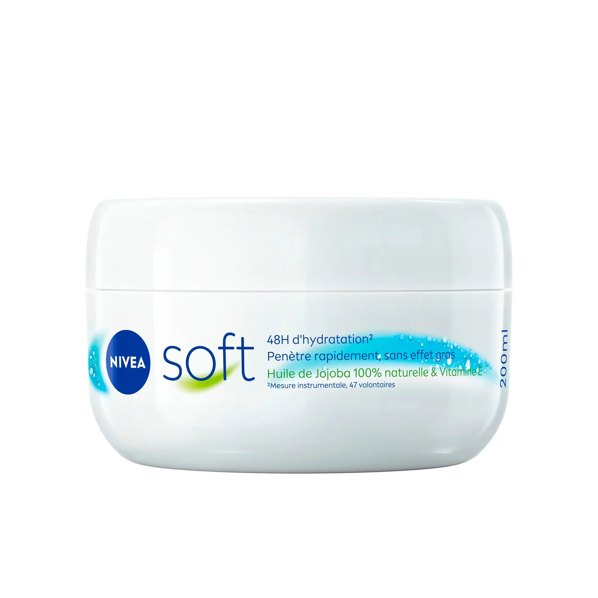 NIVEA Soft Crème de soin 48h d'hydratation visage corps et mains à l'huile de jojoba et vitamine E