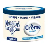 LE PETIT MARSEILLAIS Crème hydratante corps mains et visage au lait peaux normales à sèches