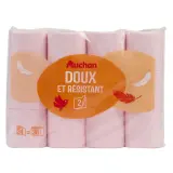 AUCHAN Papier toilette rose maxi doux et résistant 2 épaisseurs