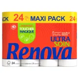 RENOVA Papier toilette blanc souple et doux 2 épaisseurs ultra soin