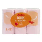 AUCHAN Papier toilette rose maxi doux et résistant 2 épaisseurs