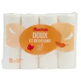 AUCHAN Papier toilette blanc doux et résistant 2 épaisseurs