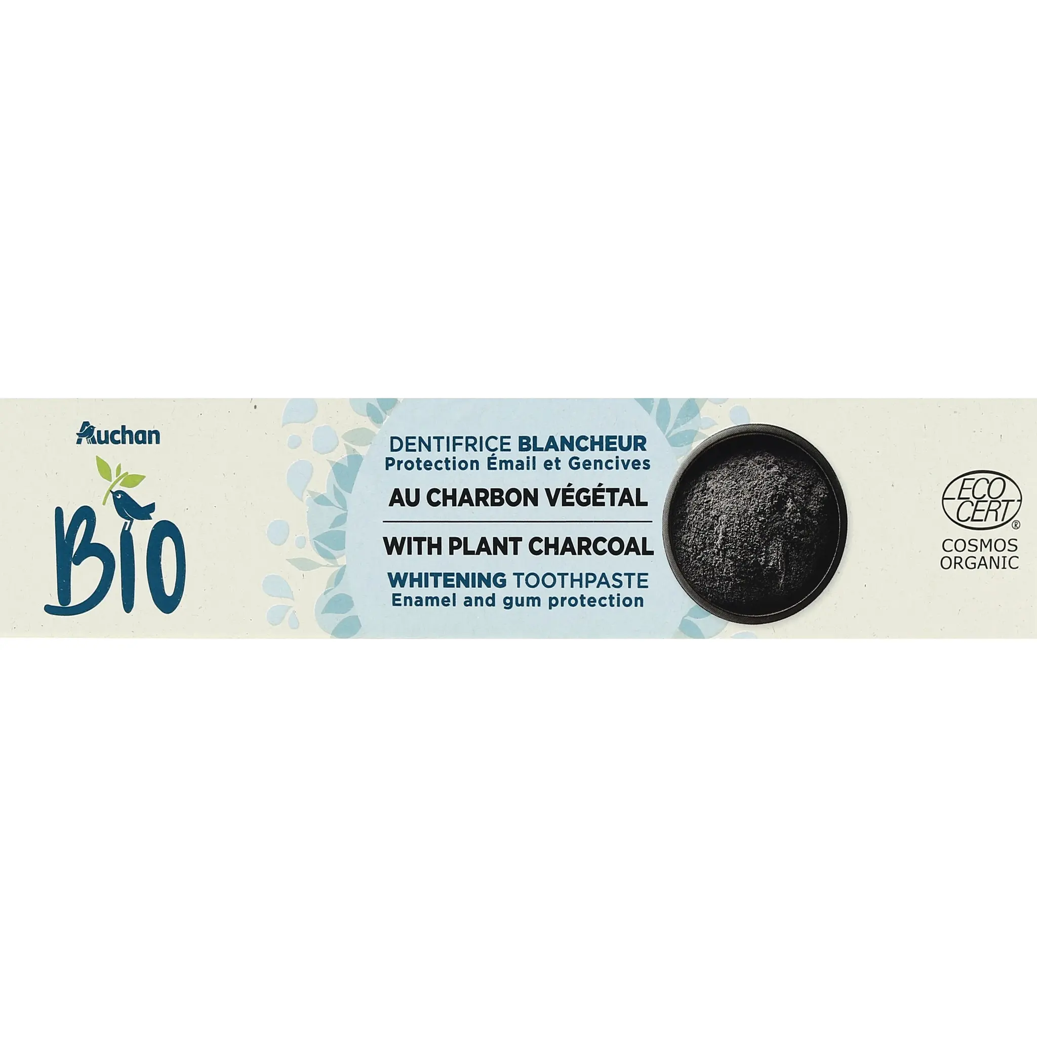 AUCHAN BIO Cosmos Dentifrice blancheur protection émail et gencives au charbon végétal