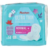 AUCHAN Serviettes hygiéniques avec ailettes regular