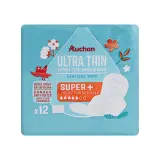 AUCHAN Serviettes hygiéniques avec ailettes super+