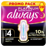 ALWAYS Platinum Serviettes hygiéniques nuit flux modéré taille 4